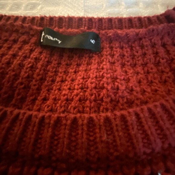 Chunky Knit Sweater In Burgundy 3/4 Sleeves Women's Size L/XL - Picture 2 of 4